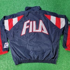 Fila Grant Hill Vintage Windbreaker Jacket Men's Size XL Blue Red White Full Zip